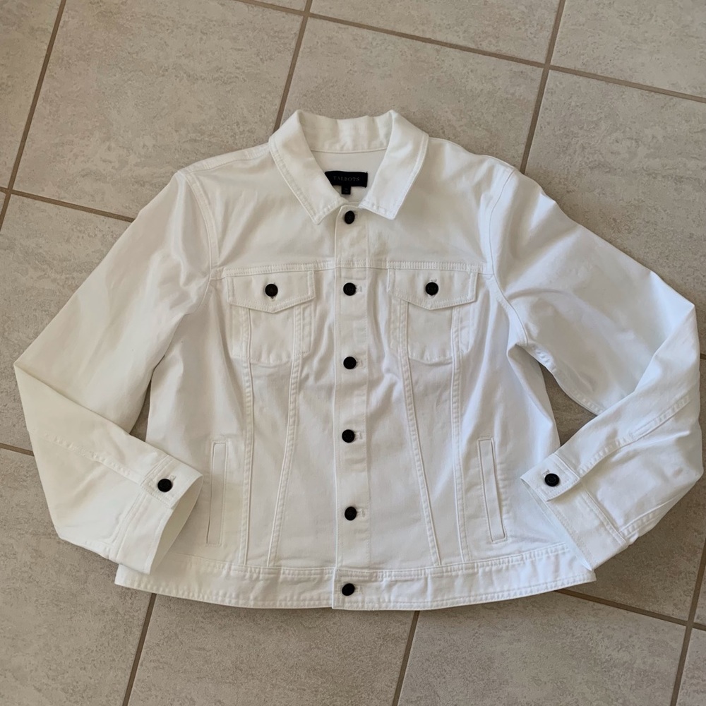 Talbots White Denim Jean Jacket Size XL
